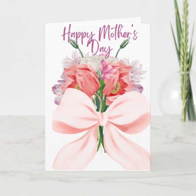 Watercolour Floral Happy Mother's Day Kort (Framsida)