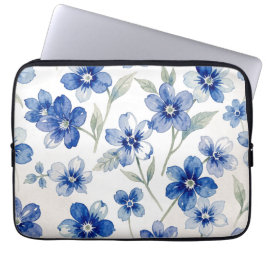Watercolour Floral Pattern Blue  Laptop Fodral