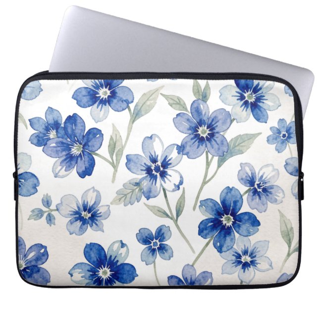Watercolour Floral Pattern Blue  Laptop Fodral (Framsidan)