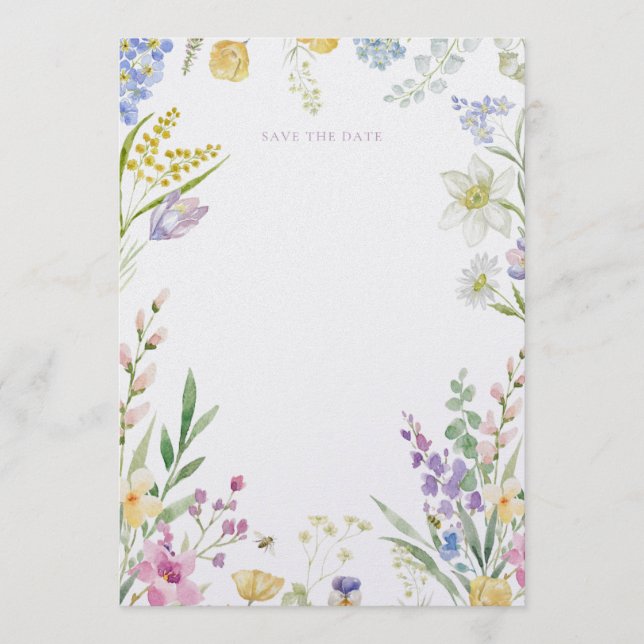 Watercolour Floral save the date Inbjudningar (Framsida)