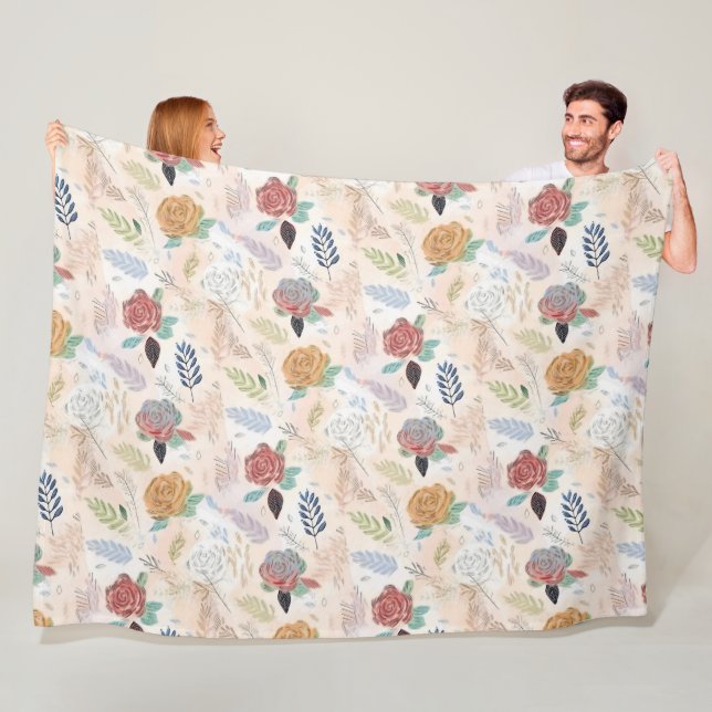 Watercolour floral swirl fleecefilt (På plats)