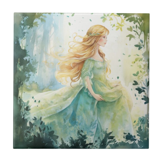 Watercolour Forest Princess Kakelplatta (Framsidan)