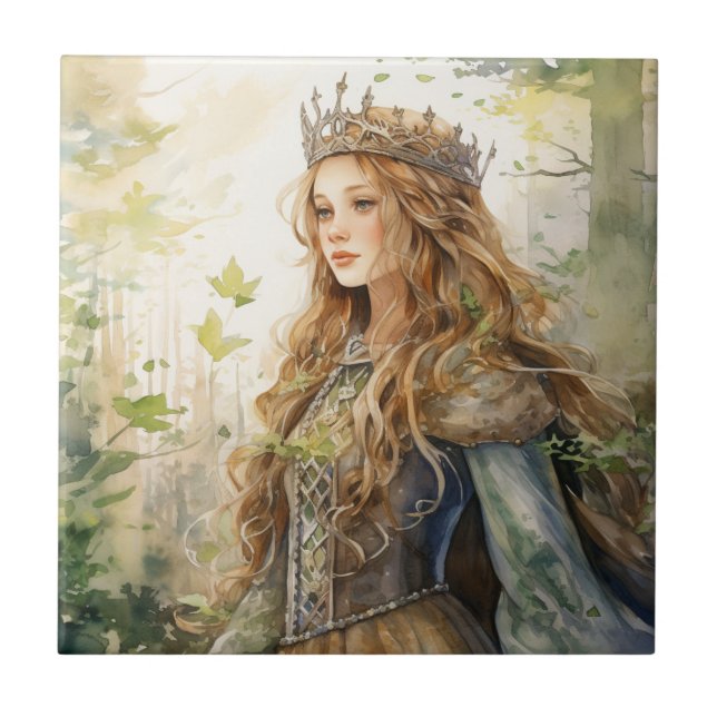 Watercolour Forest Princess Kakelplatta (Framsidan)