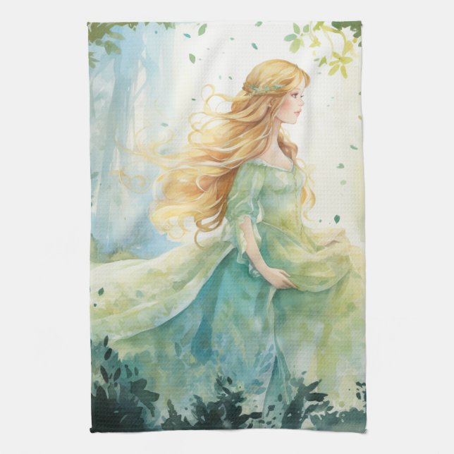 Watercolour Forest Princess Kökshandduk (Vertikal)