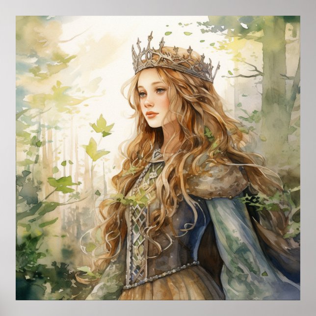 Watercolour Forest Princess Poster (Framsidan)