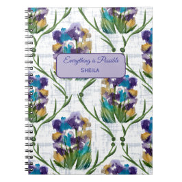 Watercolour Iris Floral Wreath Notebook Anteckningsbok