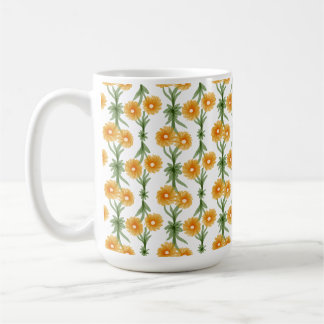 Watercolour Orange Daisy Pattern Kaffemugg