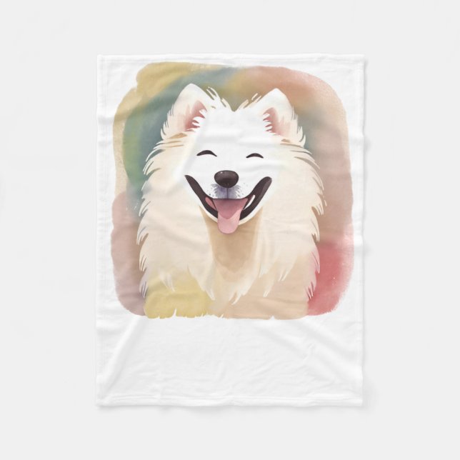 Watercolour Samoyed Dog Sticker1  Fleecefilt (Framsidan)