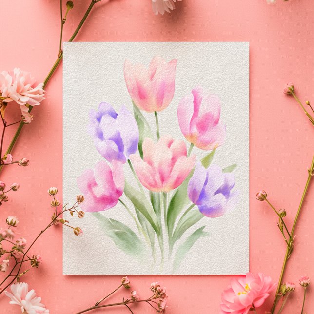 Watercolour Tulips Mother’s Day Card Kort (Skapare uppladdad)