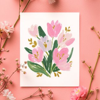 Watercolour Tulips Mother’s Day Card minimal Julkort