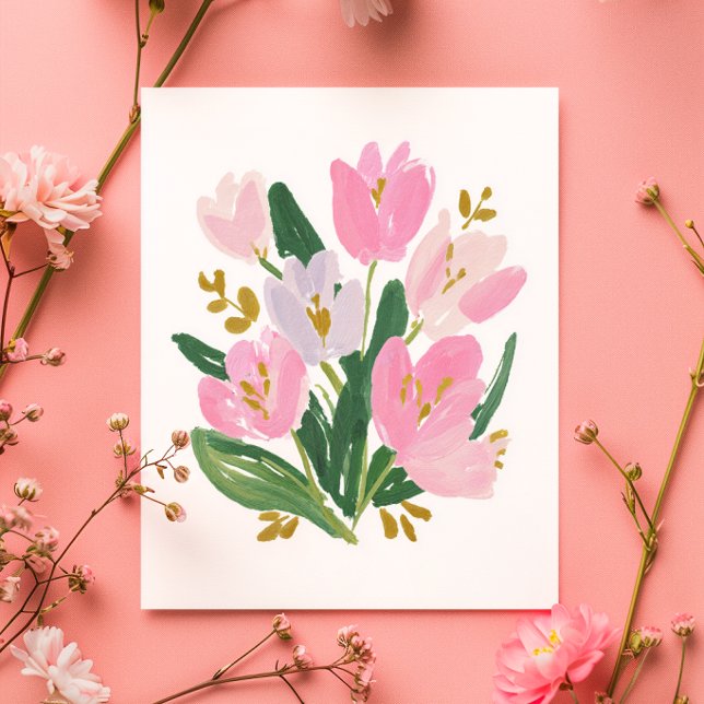 Watercolour Tulips Mother’s Day Card minimal Julkort (Skapare uppladdad)