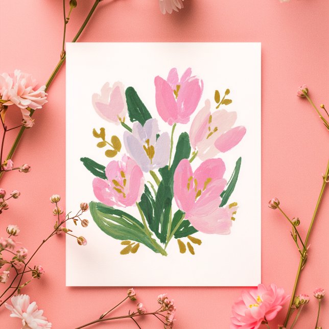 Watercolour Tulips Mother’s Day Card minimal Vykort (Skapare uppladdad)