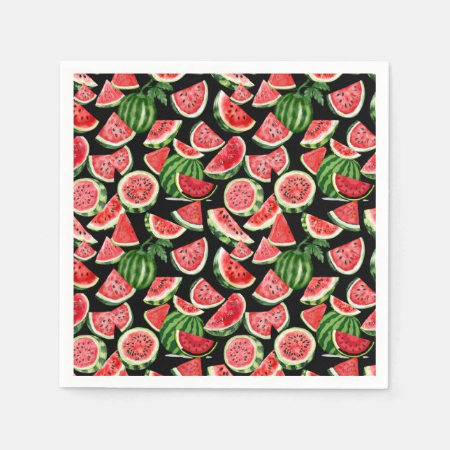 Watercolour Watermelon Napkins – Summer Party Pappersservett (Framsidan)