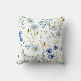 Watercolour Wildflower Throw Pillow Cover Kudde