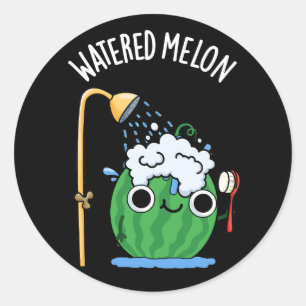 Watered Melon Funny Watermelon Pun Mörk BG Runt Klistermärke