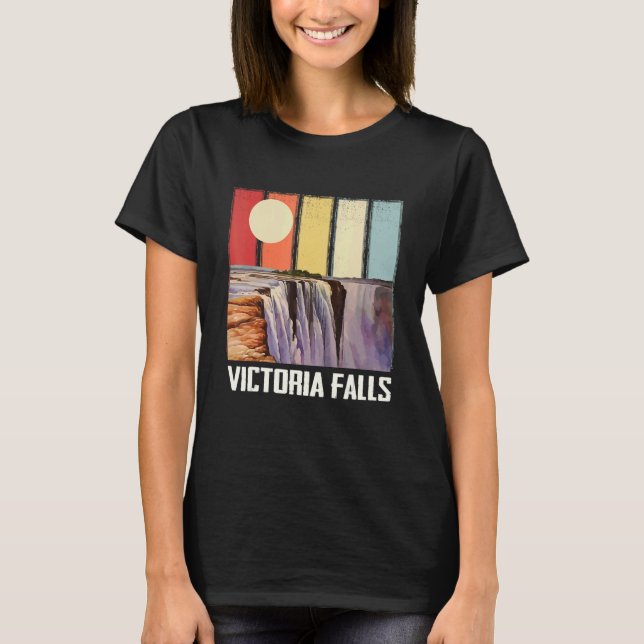 Waterfall Africa Victoria Falls Souvenir Zimbabwe  T Shirt (Framsida)