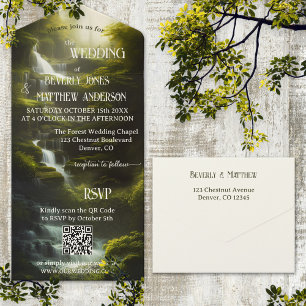 Waterfall Forest Greenery QR Code Bröllop