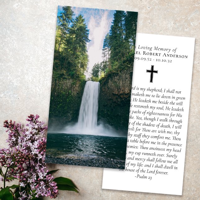 Waterfall Forest Photo Prayer Memorial Bookmark (Skapare uppladdad)