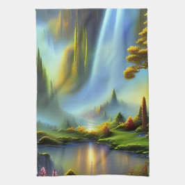 Waterfall Glade Nature Fantasy Kökshandduk