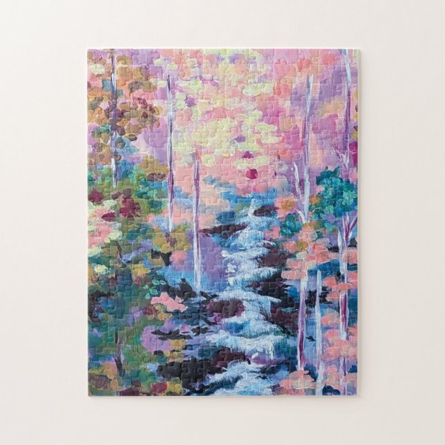Waterfall Impressionism Painting Pussel (Vertikal)