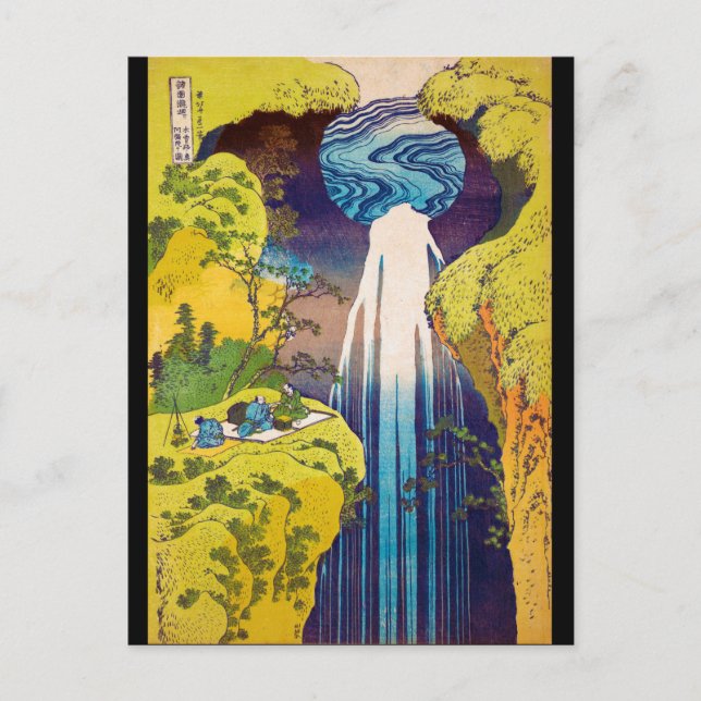 Waterfall, Katsushika Hokusai, Ukiyo-e Vykort (Framsida)