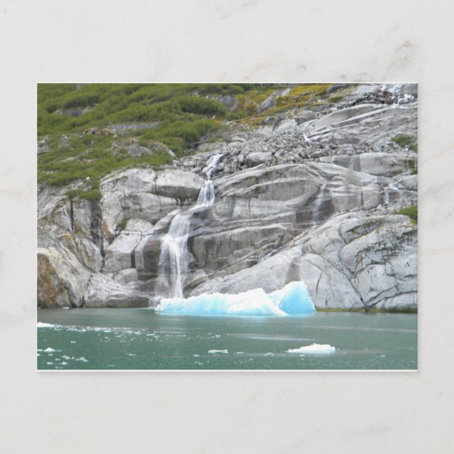 Waterfall och Iceberg Alaska Inside Passage Vykort (Framsida)