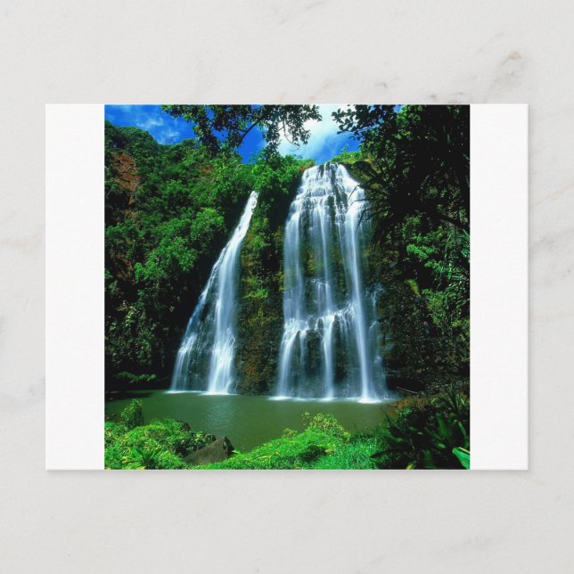 Waterfall Opaekaa Kauai Hawaii Vykort (Framsida)