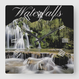 Waterfall Outdoor Adventures Fyrkantig Klocka