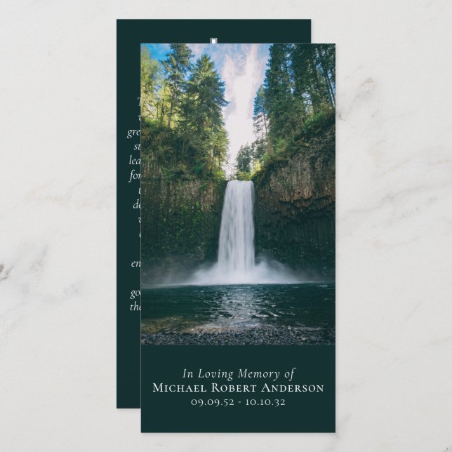 Waterfall Photo Prayer Memorial Bookmark (Fram/baksida)