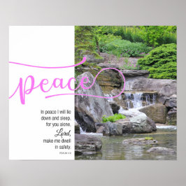 Waterfall Photo Psalm 4:8 Poster i fred