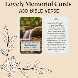 Waterfall Prayer Memorial Funeral Card Visitkort