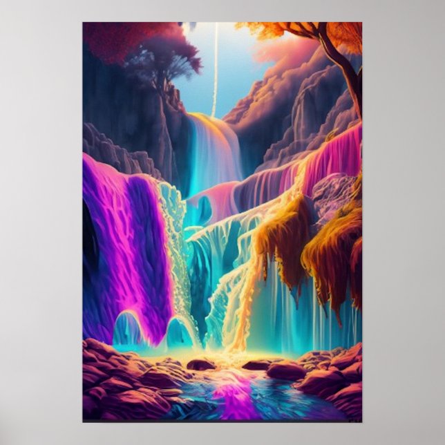 Waterfall Psychedelic Art Poster (Framsidan)