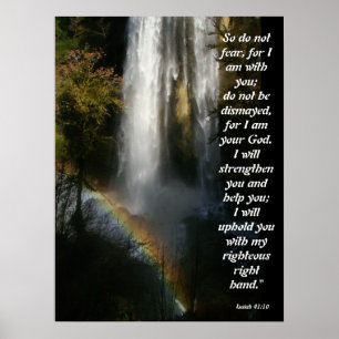 Waterfall & Rainbow Isaiah 41:10 Poster
