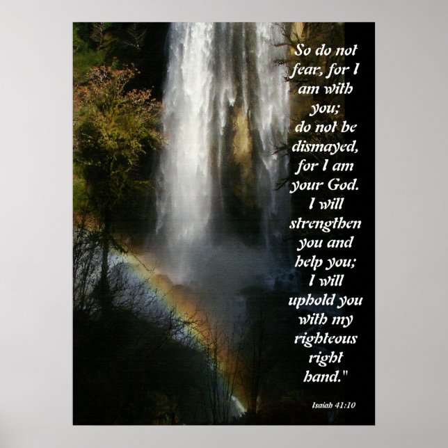 Waterfall & Rainbow Isaiah 41:10 Poster (Framsidan)