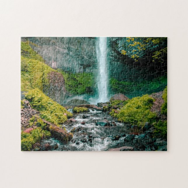 Waterfall Scenia Puzzles Mountain Art Complex Jigs Pussel (Horisontell)