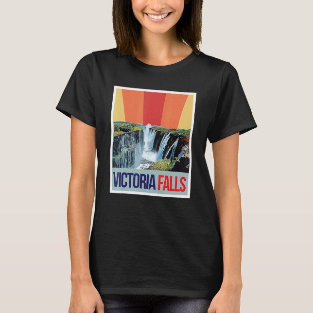 Waterfall Souvenir Africa Victoria Falls Zimbabwe  T Shirt (Framsida)