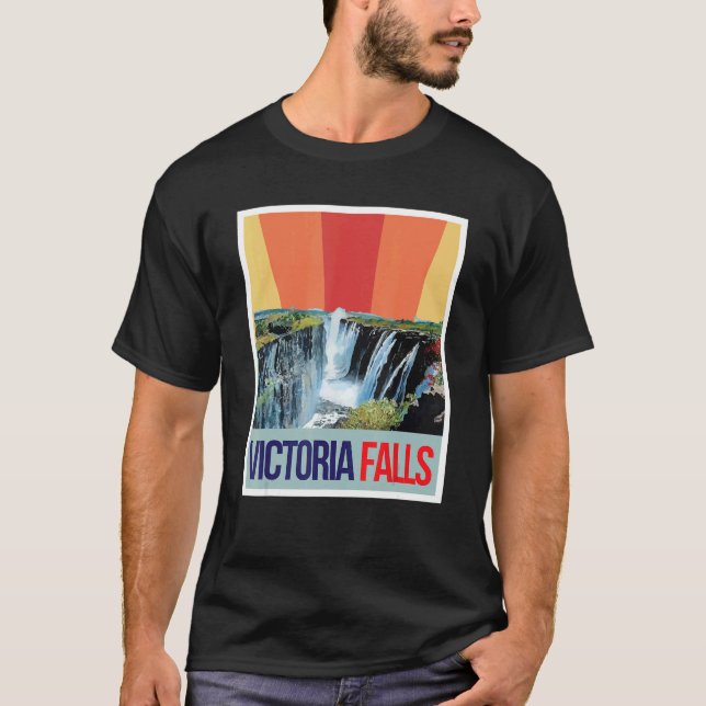 Waterfall Souvenir Africa Victoria Falls Zimbabwe  T Shirt (Framsida)