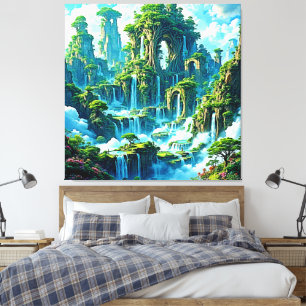 Waterfall Träd Kingdom Dream Canvastryck