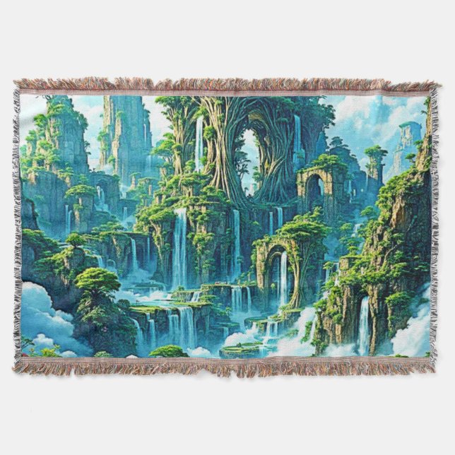 Waterfall Träd Kingdom Dream Filt (Framsidan)