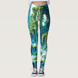 Waterfall Träd Kingdom Dream Leggings