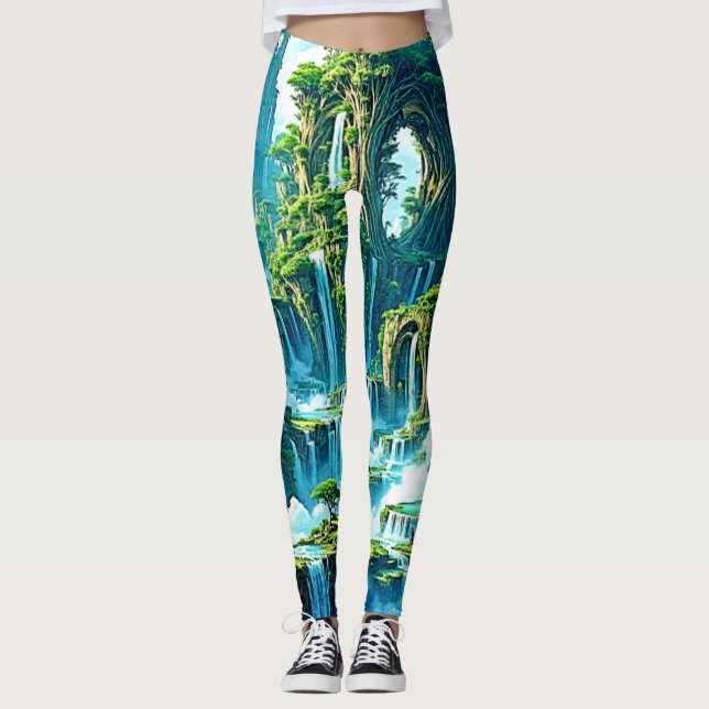 Waterfall Träd Kingdom Dream Leggings (Framsida)