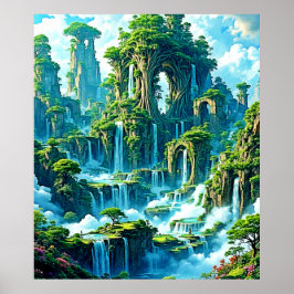 Waterfall Träd Kingdom Dream Poster