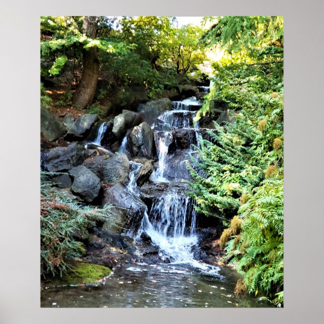 Waterfall Van Dusen Botanical Garden Vancouver Poster (Framsidan)