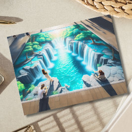 Waterfall World Chalk Street Art Vykort