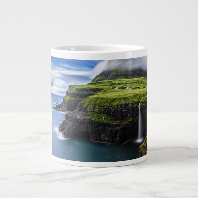 Waterfalls | Faroe Islands, Denmark Jumbo Mugg (Framsidan)