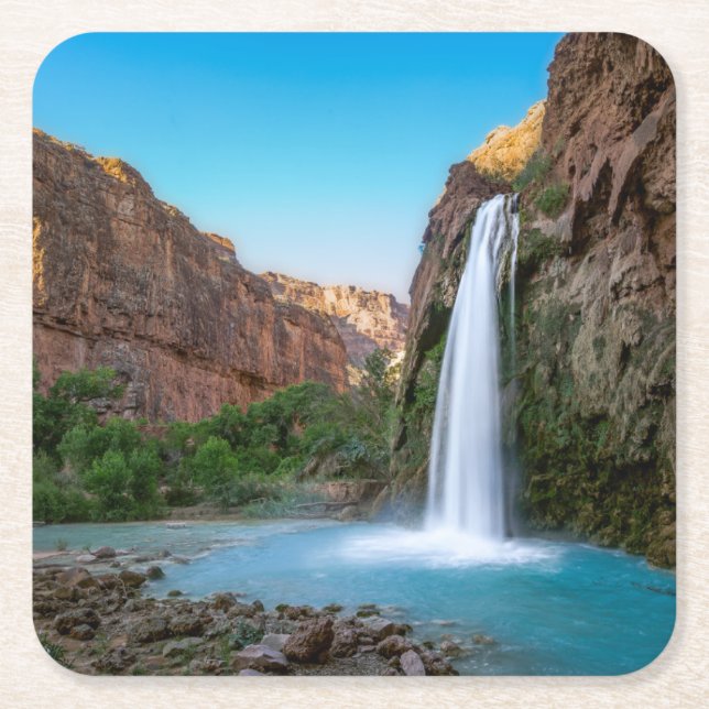 Waterfalls | Havasu Falls at Sunset Underlägg Papper Kvadrat (Framsidan)
