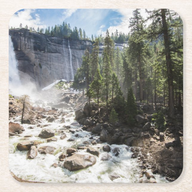Waterfalls | Nevada Fall, Yosemite, CA Underlägg Papper Kvadrat (Framsidan)