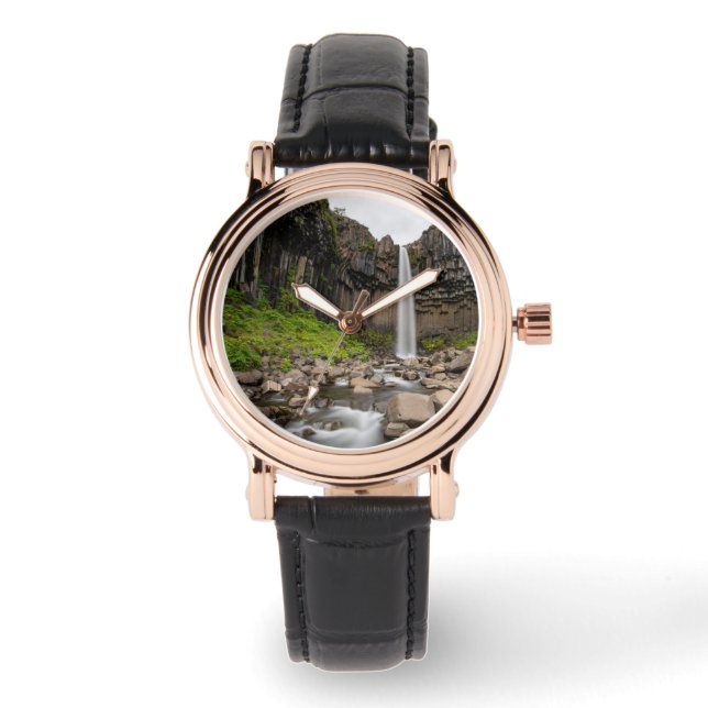 Waterfalls | Svartifoss Waterfall, South Iceland Armbandsur (Framsida)