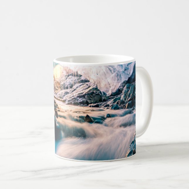 Waterfalls | Vatnajokull Glacier, Eastern Iceland Kaffemugg (Framsida höger)
