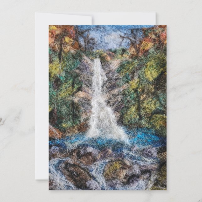 Waterfalls Yol Nål Felting Art Print Tack Kort (Framsida)